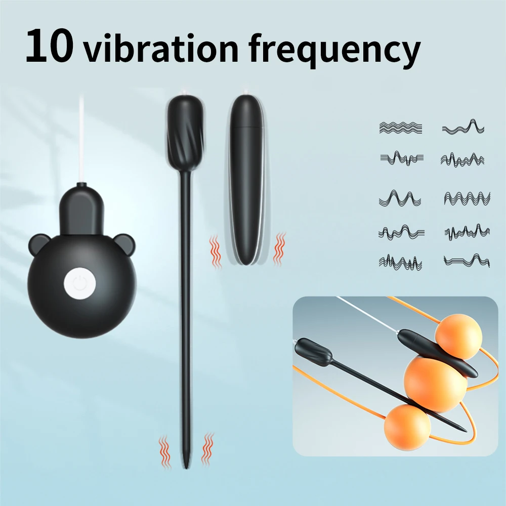 Remote Control Male Urethral Vibrator 10 Frequency Vibrating Urethra Stimulation Penis Plug Insertion Urethra Sound Dilator