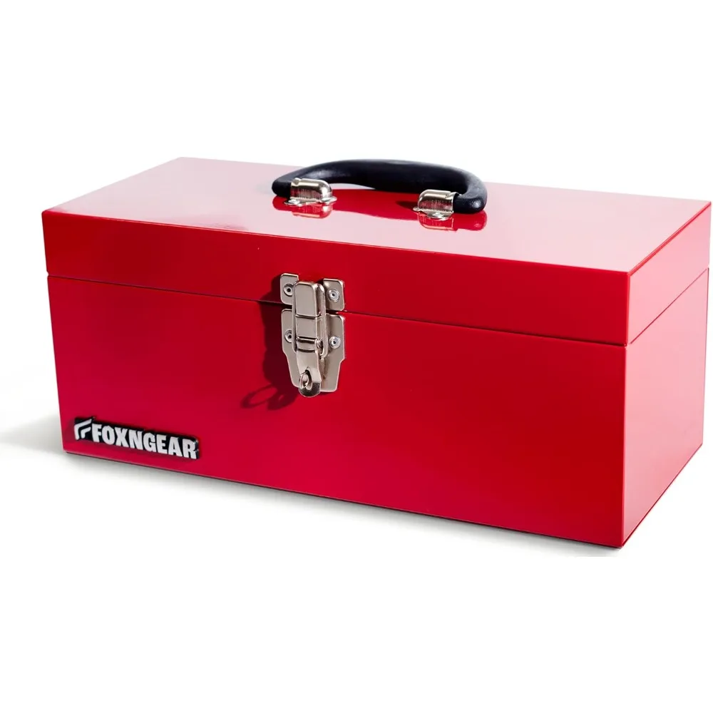 

16" Portable Steel Heavy-duty Tool Box 18-Gauge with Metal Latch and Handle Red