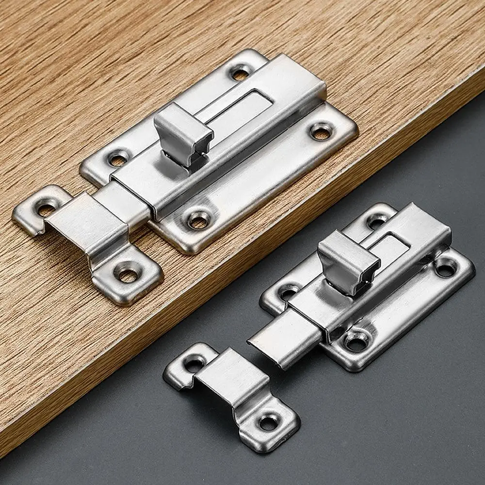 1Set Anti-theft Stainless Steel Door Latch Self-elastic Cabinet Security Bolt Latch Hotel Office Lock Buckle Furniture Hardware