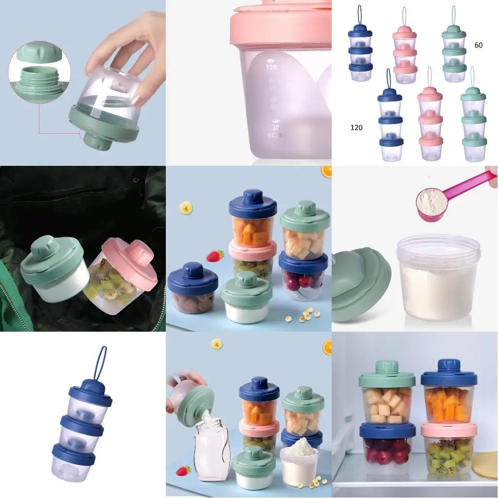 

Коробка для хранения сухого молока, 60 мл/120 мл, 3-слойный дозатор детской смеси, контейнер для закусок для младенцев, хлопьев