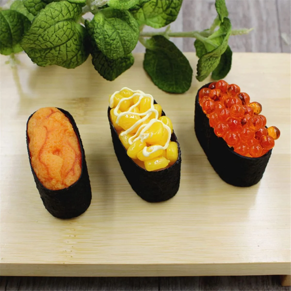 Simulación de Sushi falso Onigiri, decoración en miniatura, muestra de comida, modelo de comida realista de plástico, 3 uds.