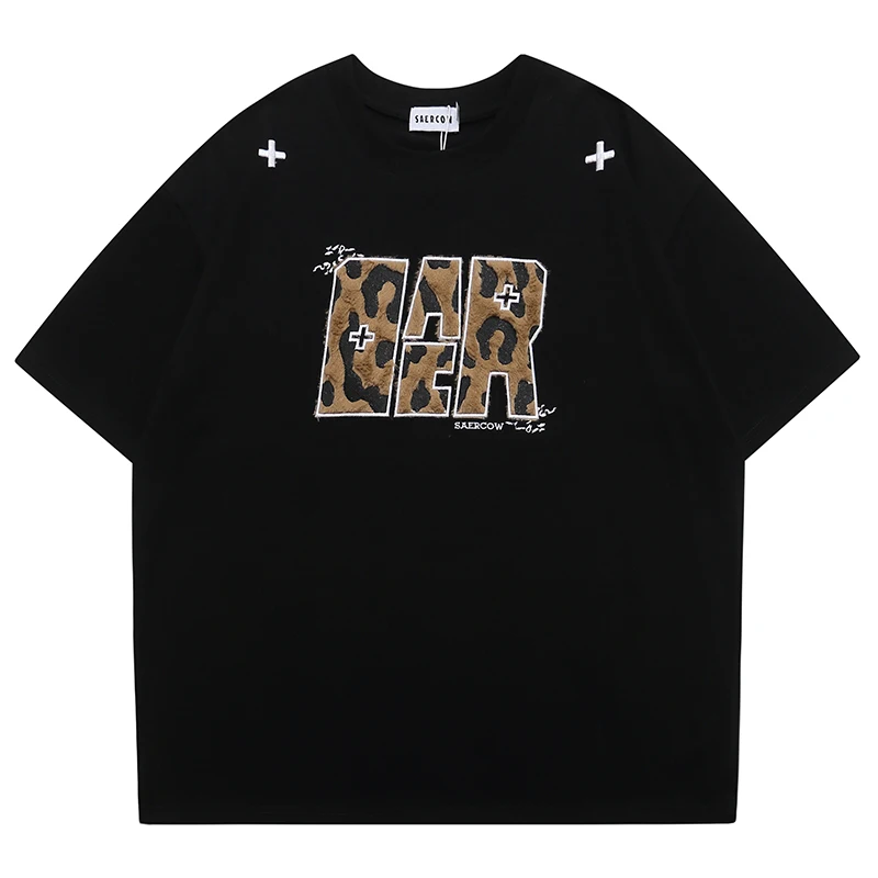 

Summer Mens Oversized Tshirts Hip Hop Letter Embroidery Graphic T-Shirts Streetwear Harajuku Casual Cotton Tops Tees Clothing