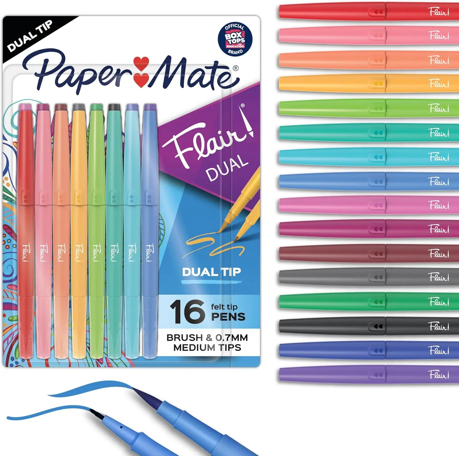 

Набор фломастеров с двумя наконечниками, кисть и средние наконечники, разные цвета, 16 штук, для ведения дневника и заметок