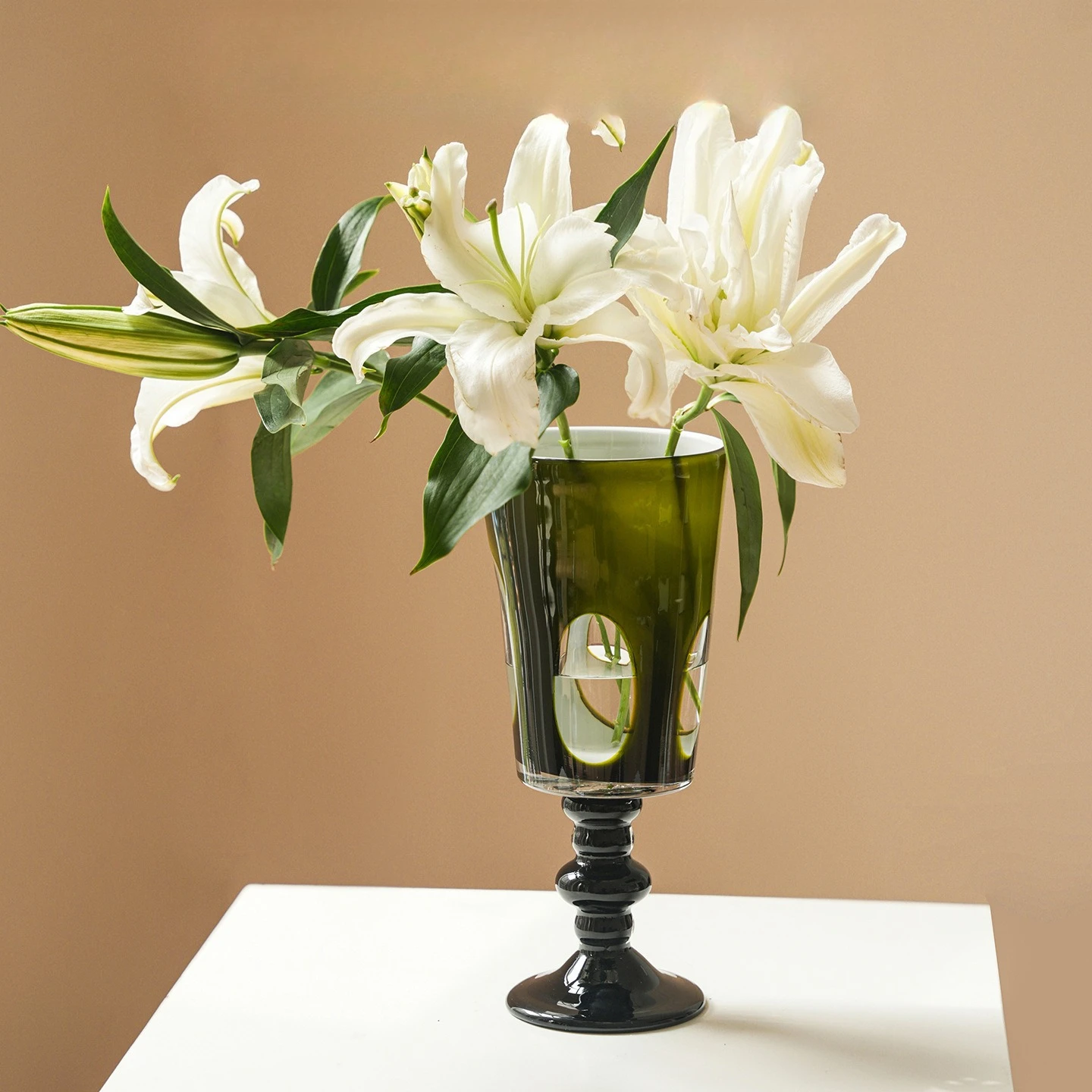 Green hollow glazed vase living room flower arrangement decorative ornament hydroponic soft ornament