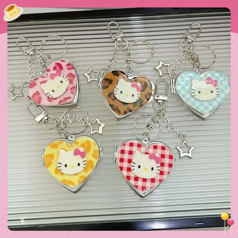 

Милый мультяшный брелок-зеркальце с леопардовым принтом и кошачьим сердечком, портативный, для сумки, аксессуар для макияжа, подарок для женщин и девочек, хит продаж