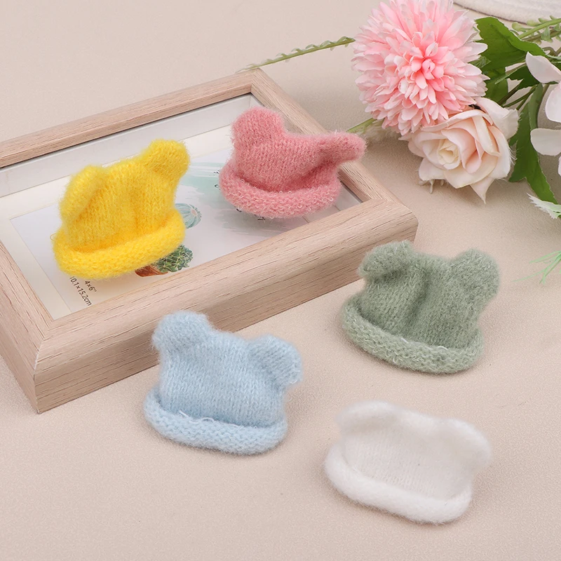 1/12 Doll Mini Colorful Knitted Hat Simulation Handmade Hats Toys Doll Dress Up Accessories For Kid Pretend Play Toy