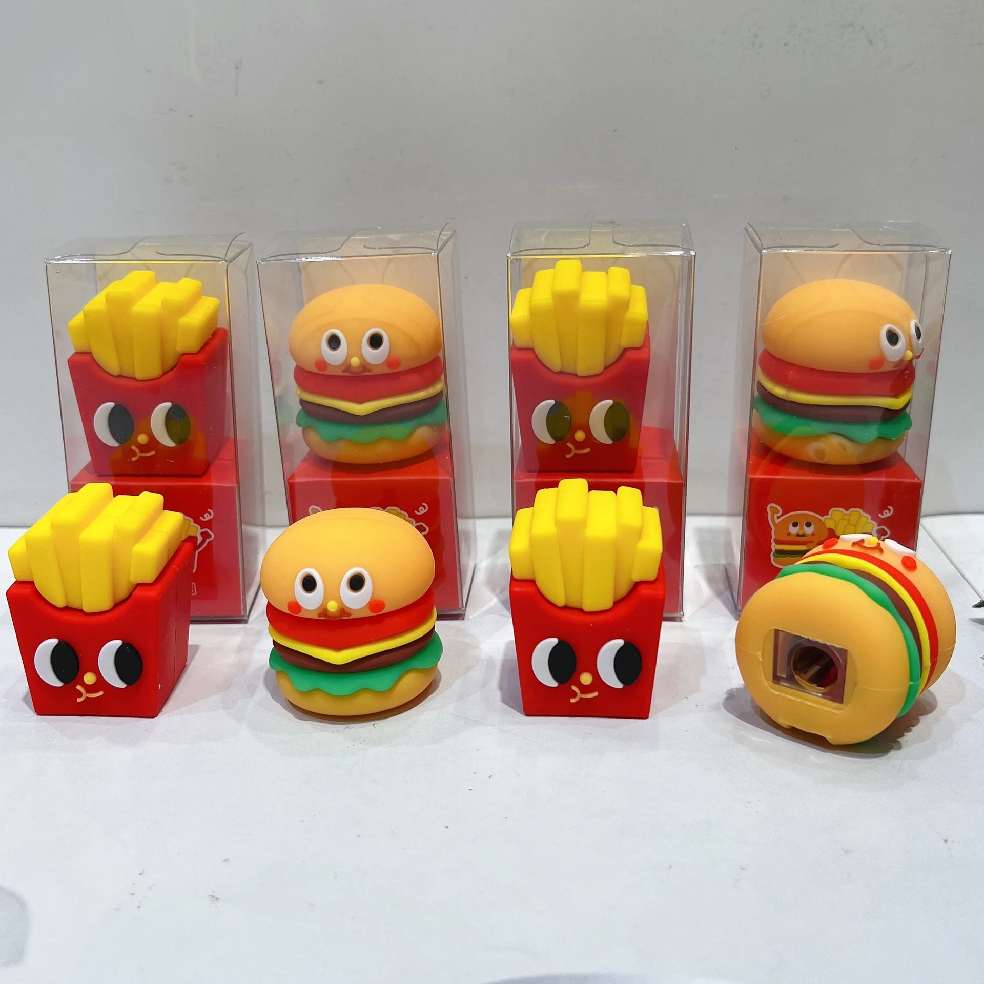 Imagem -05 - Kawaii Novidade Hamburger Chip Macio Silicone Lápis Apontador Scholl Material de Escritório Presente Prêmios Crianças Bonito Papelaria Peças Lote