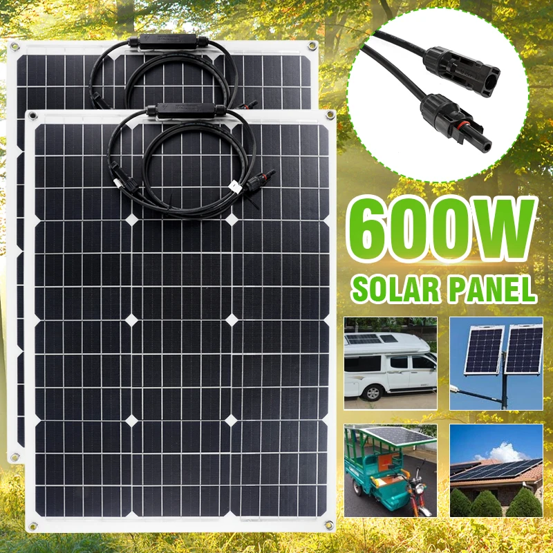 Solar Panel 18V 300W 600W PET Flexible Solar System Solar Panel Kit Complete RV Car Battery Solar Charger For Home Outdoor RV