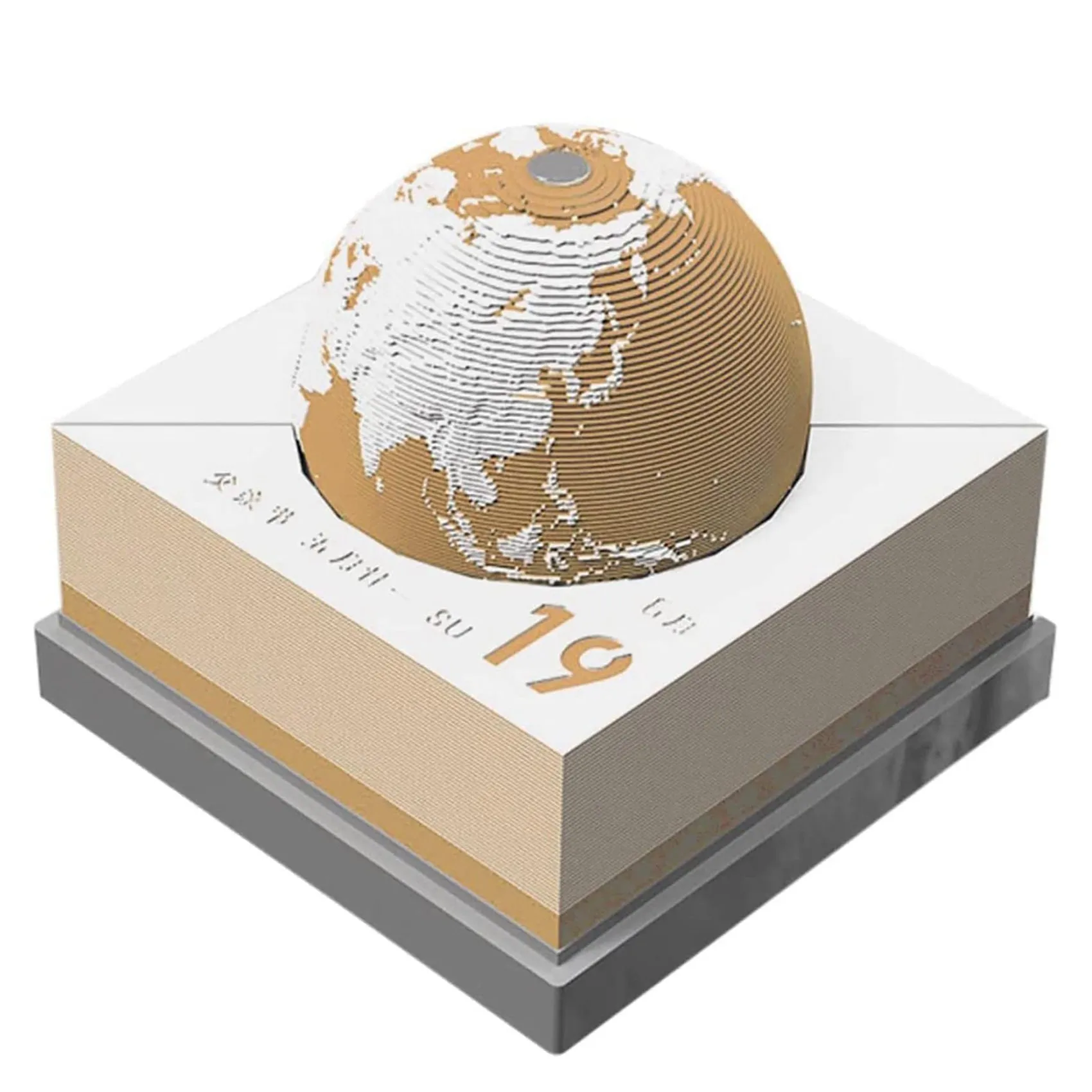 

2022 3D Earth Calendar Memo Pad Innovative 3D Paper Sculpture Calendar Art Earth Model Desk Calendar (Yellow)