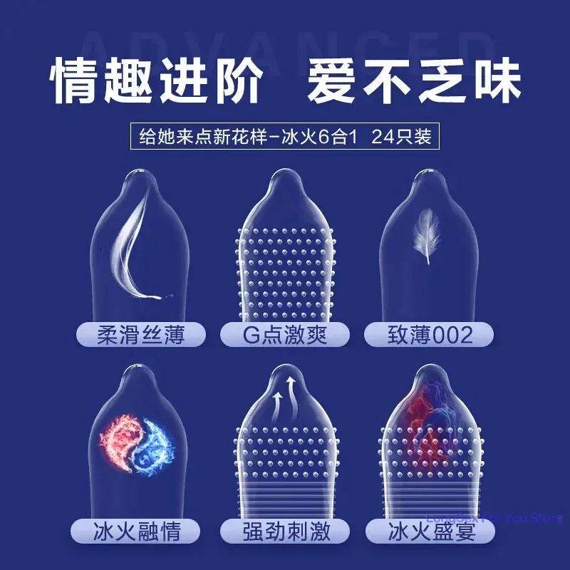 24/96pcs Ultra Thin Condom Adult Sex Toys Smooth Lubricatted Penis Sleeves Ice Fire Feeling Condoms Sex Products Contraception