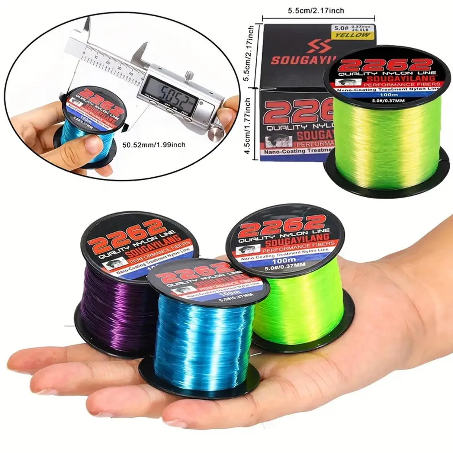 Sougayilang-100m Ultra Wear resistant Nylon Monofixation Fishing Line Nano Coating Treatment for Outdoor Fishing Accessories