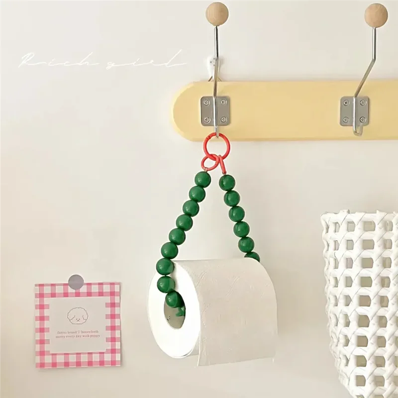 Hanging Bead Tissue Box Toilet Paper Rack Mobile Phone Chain Home Storage Organizer Bathroom Decoration Parts-AB52