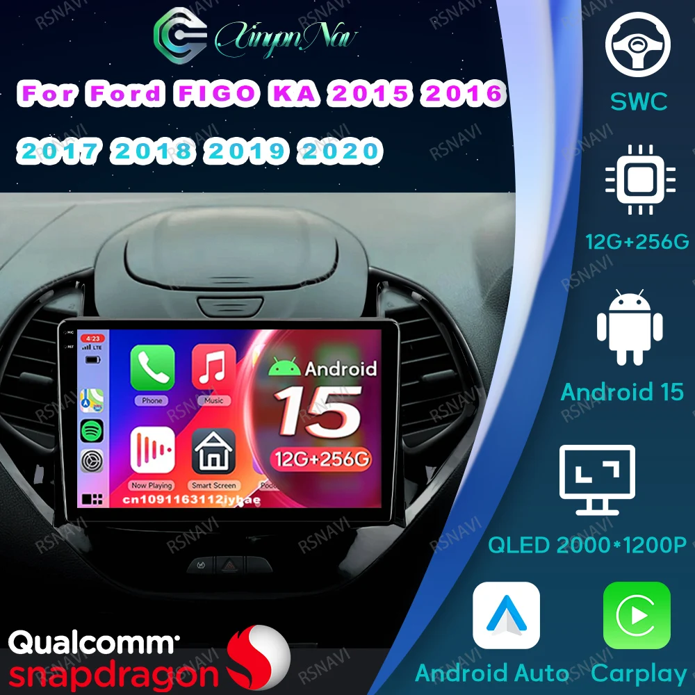 

Автомобильное радио Android 15 для Ford FIGO KA 2015-2020 Qualcomm Android Auto Wireless Tesla Model 3 Highland 360 Camera Аксессуары DSP