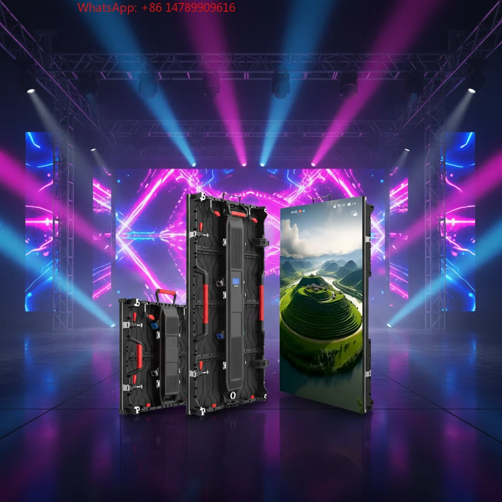 

RGB-Mini LED LightweightP2.6-P4.81 Indoor Outdoor Rental LED Screen, 500x1000mm Panels 5x Video Wall For Stage EventModular Qu