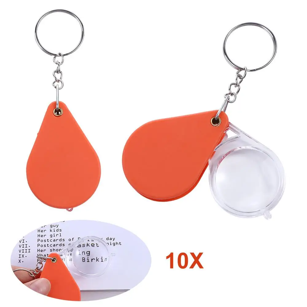 Portable Durable Key Ring Glass Lens Keychain Microscope Magnifier with Key Chain Folding Magnifier Magnifying Glass