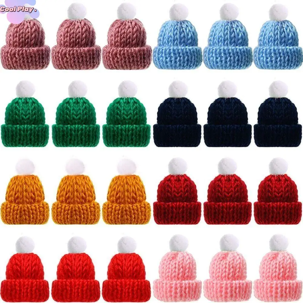 

10pcs DIY Mini Knitting Hats Ornaments Knitting Christmas Mini Knitting Doll Hats Polyester Sewing Crafts Mini Wool Hat