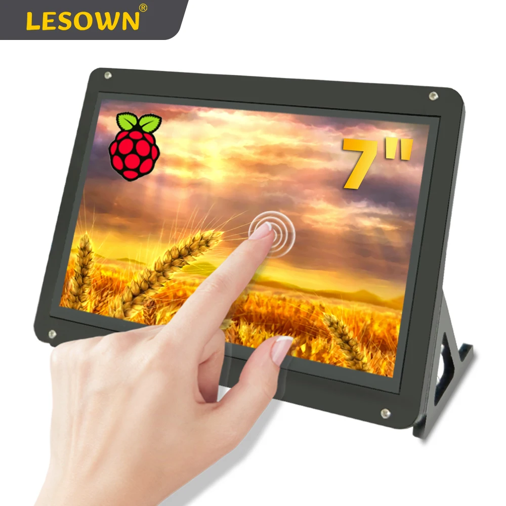 LESOWN 7 inch 1024×600 IPS LCD Touchscreen Raspberry Pi Monitor Capacitive Screen HDMI Display Compatible with RPI 5/4/3 Windows