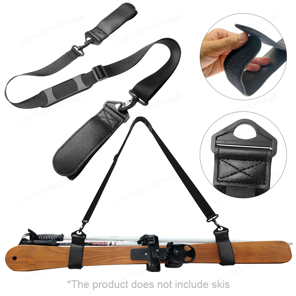 Ski Borad Shoulder Carrier Strap Adjustable Skiing Pole Shoulder Hand Carrier Leash Outdoor Sports Skiing Accessories