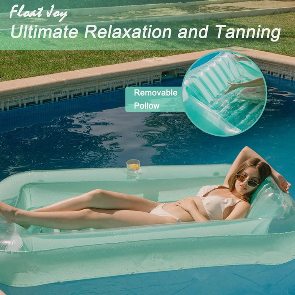 Nadmuchiwany materac do opalania – duży materac dmuchany, leżak do relaksu w ogrodzie i basenie, letnia zabawa