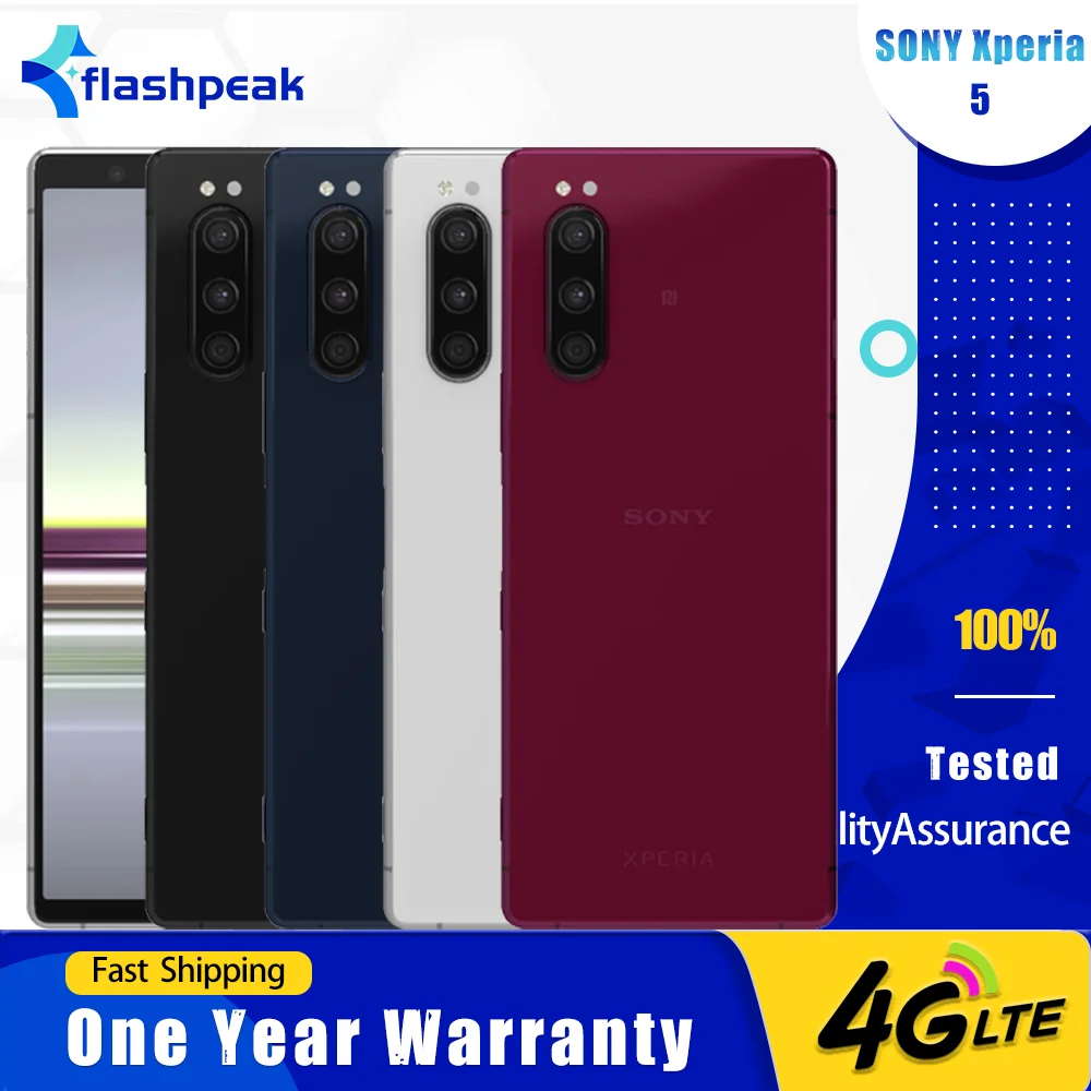 Оригинальный мобильный телефон Sony Xperia 5 4G с NFC, 6 ГБ+64 ГБ, японская версия, 12 МП+8 МП, 6.1-дюймовый OLED-экран, Snapdragon 855 Octa-Core, Android-смартфон