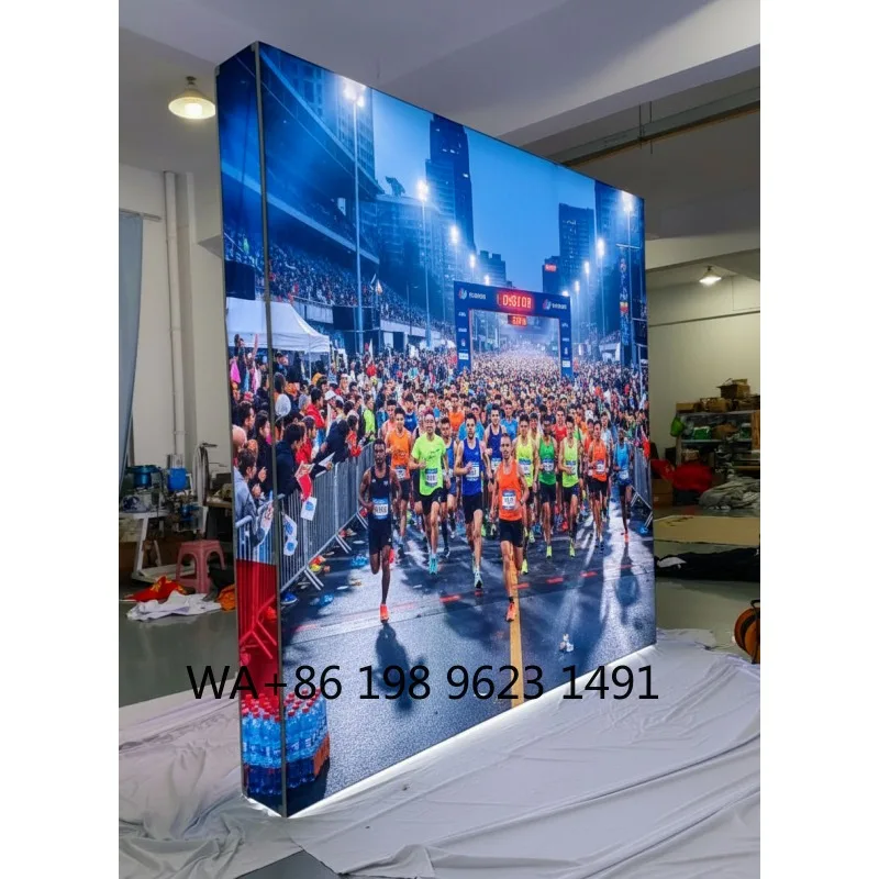 Pop-up LED Backlit Light Box Portable Tension Fabric Step Repeat Stand  Exhibition Event Advertising Background Display Frame
