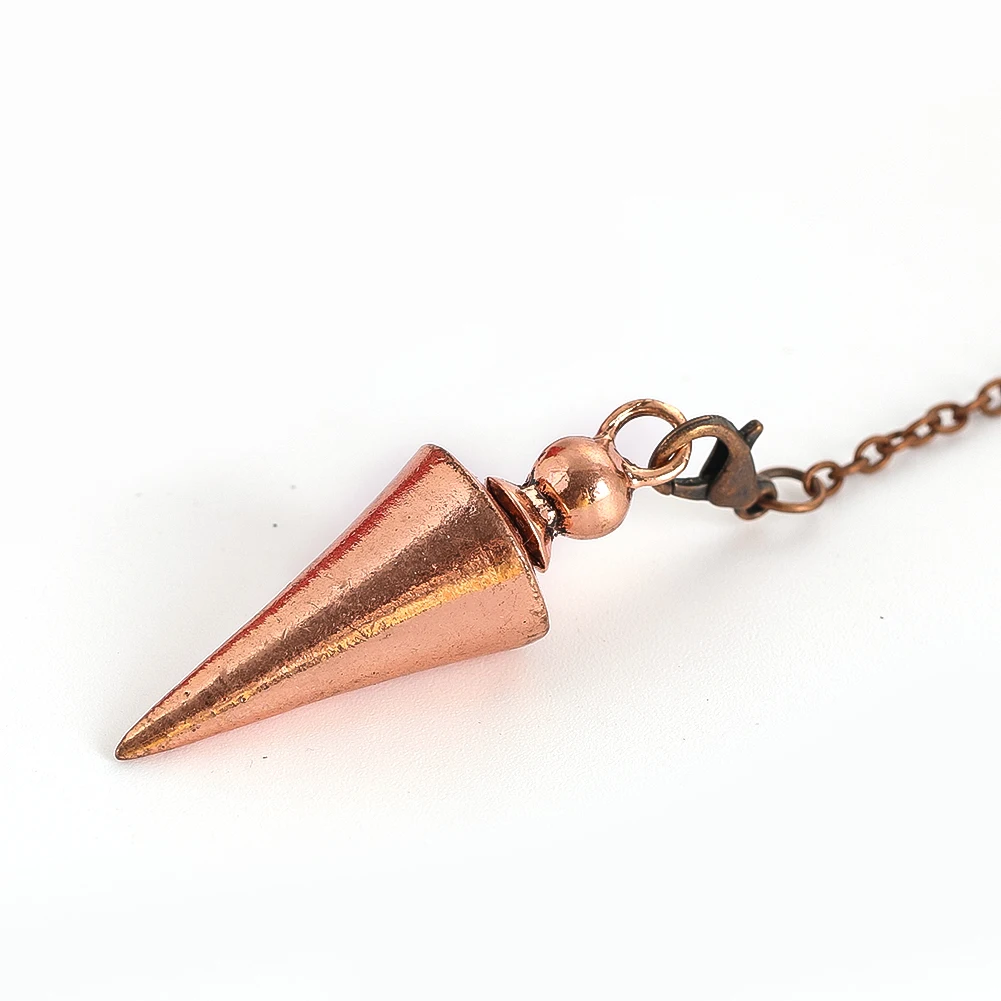 Vintage Rose Gold Copper Metal Pointed Chain Pendant Tarot Divination Tools Meditation Pendulum Balancing Chakras Reiki