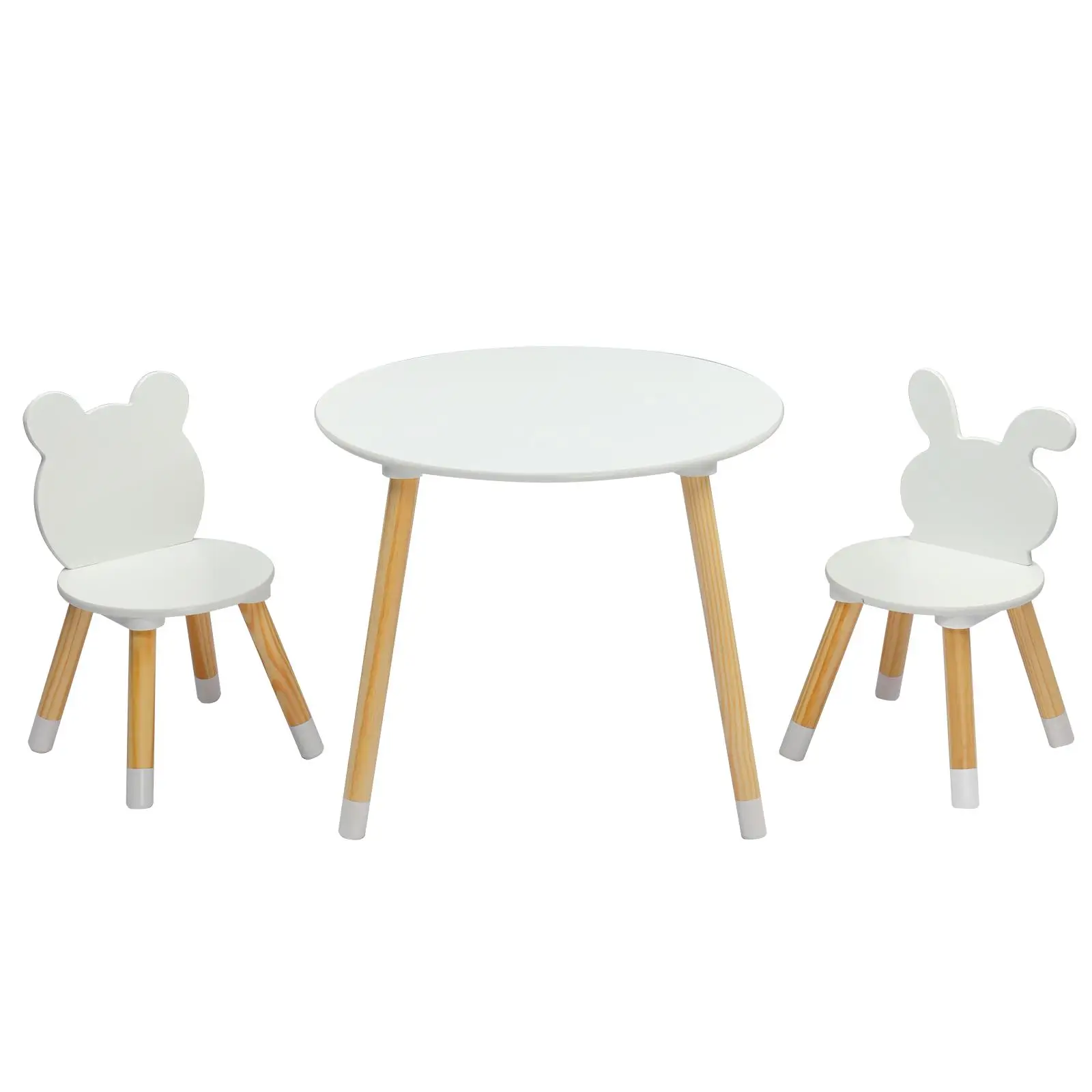 3-Piece Kids Wooden Round Table & Chair Set - Perfect for Toddlers' Arts, Crafts, Reading & Snacks, White