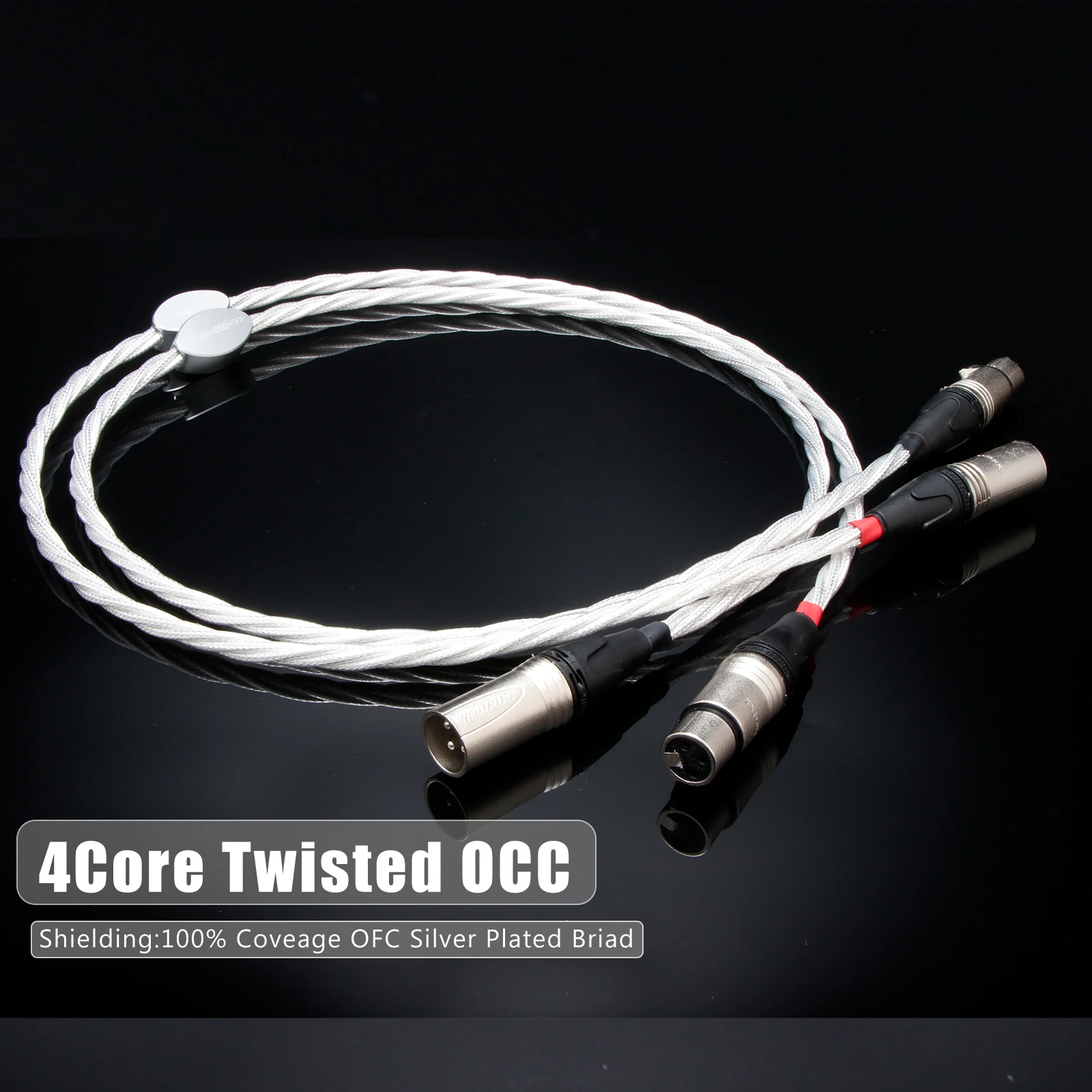 

Pair XLR Audio Cable OCC Silver Plated with 3pin xlr Silver plated plug Connection Cable for Microphone Cable Balance Line