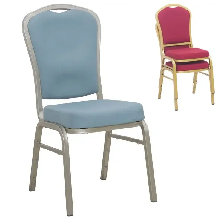 Chair for church  Luxury Stackable Rental Gold Metal  Steel Wedding Banquet Hall Hotel Chairs