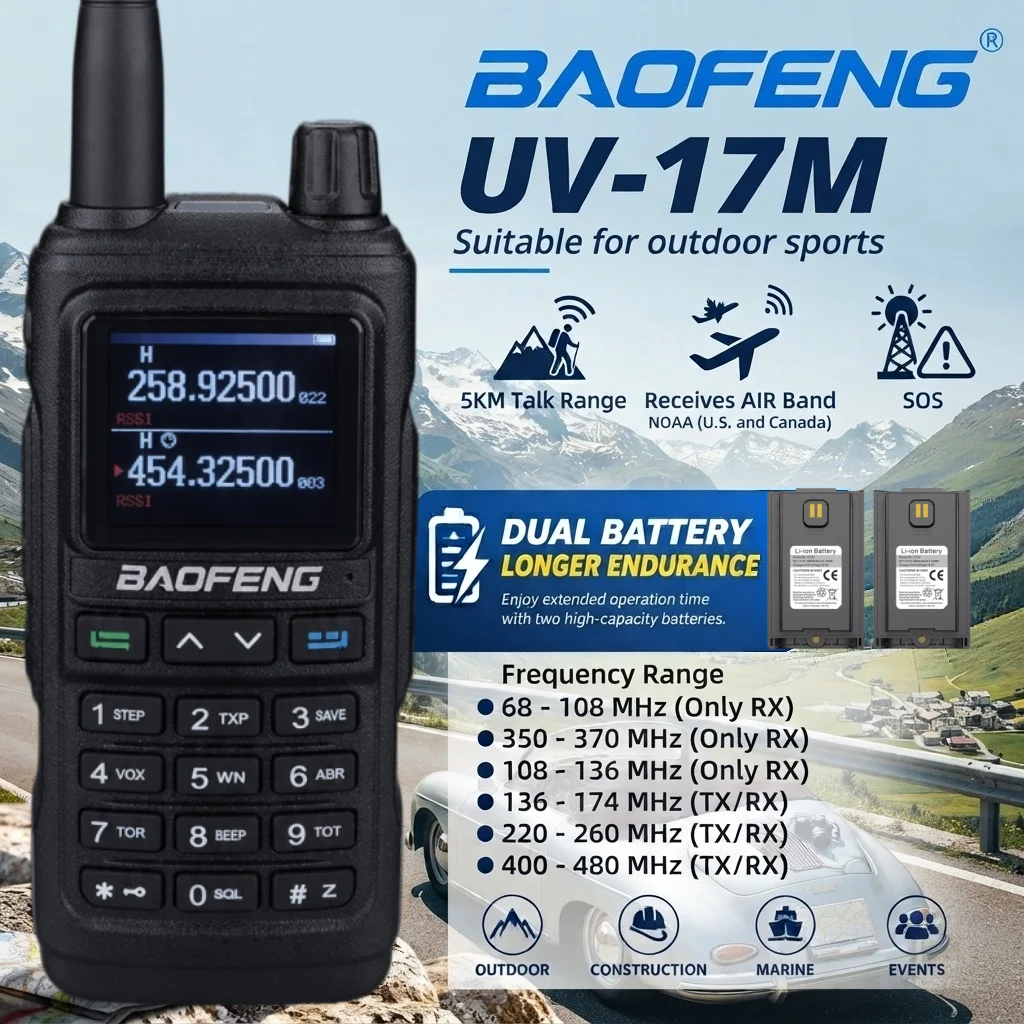 Walkie Talkie Baofeng Uv 17 Six Band Am Dual Battery Long Construction Site Radio Set Two-Way Radio