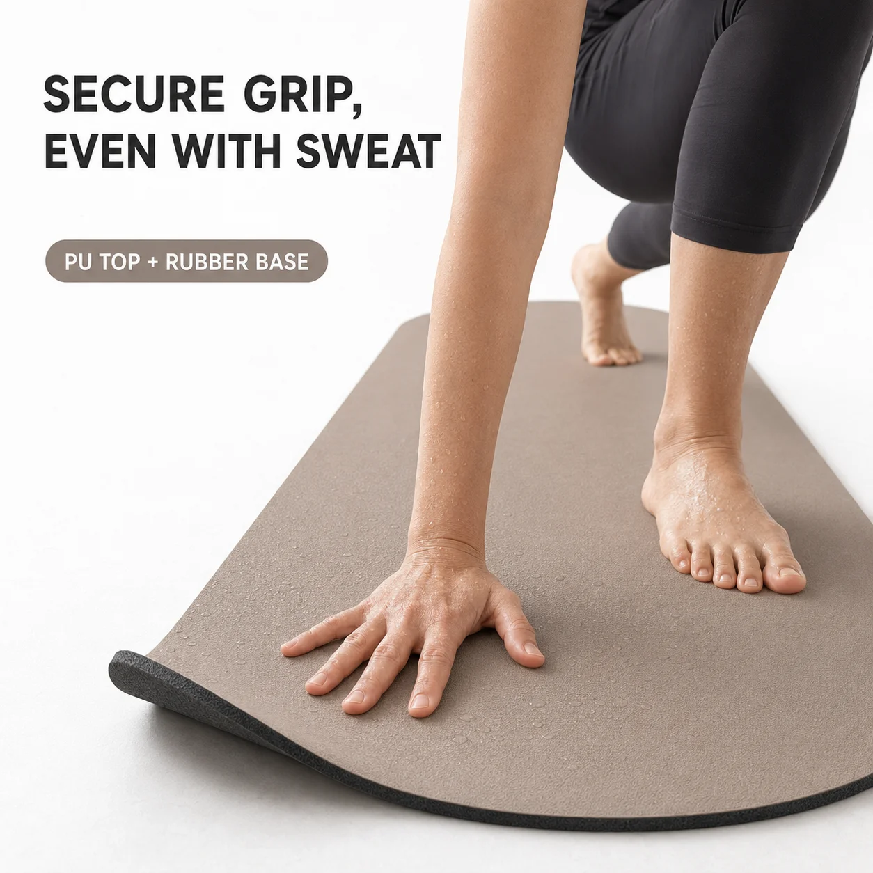 PU Rubber Yoga Studio Mat 183x68cm 4.5mm Oval Capsule Shape Sweat Absorbent Non Slip  Private Label Wholesale