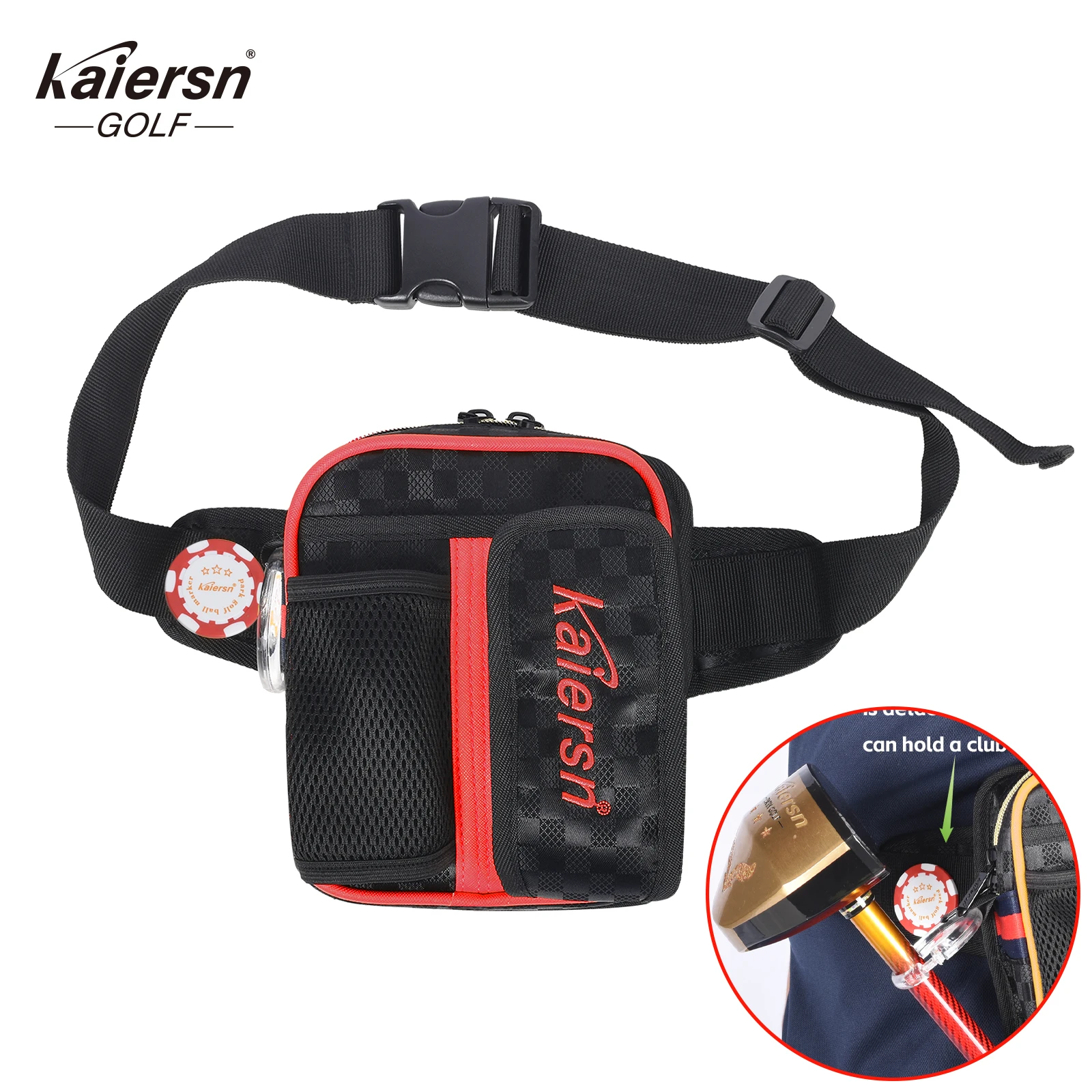 

Новейшая поясная сумка для гольфа Kaiersn — легкая парковая сумка для гольфа — аксессуар для гольфа с зажимом для ремня, подходит для мужчин и женщин