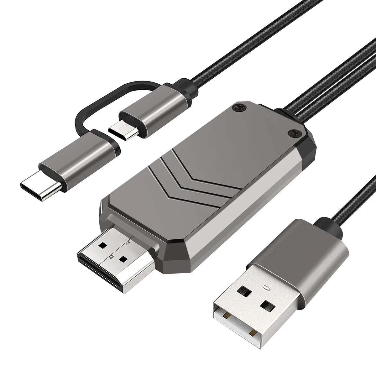 Kabel przejściowy do telefonu na telewizor, adapter typu C/micro-USB na HDMI, konwerter zgodny z 1080P na HDMI