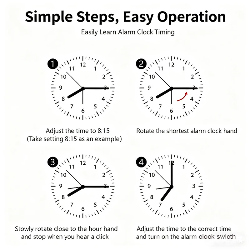 ساعة منبه مكتبية مضيئة بسيطة مع ضوء ليلي - ساعة كوارتز صامتة هدية للأطفال والكبار