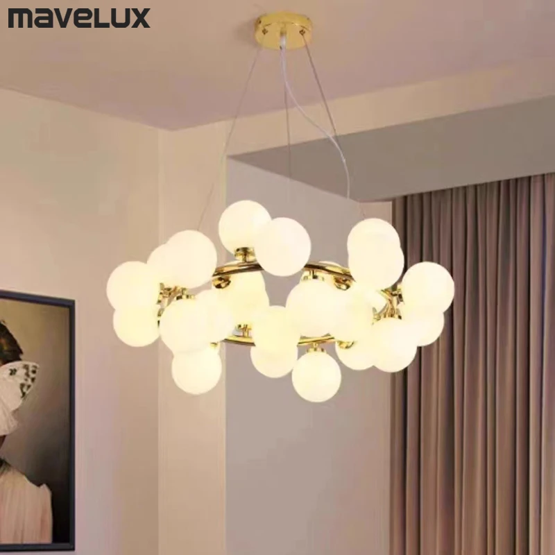 

Nordic Round Chandelier Glass Ball Chandeliers Restaurant Bar Kitchen Living room Lighting Lamp Indoors Decorative Lamps