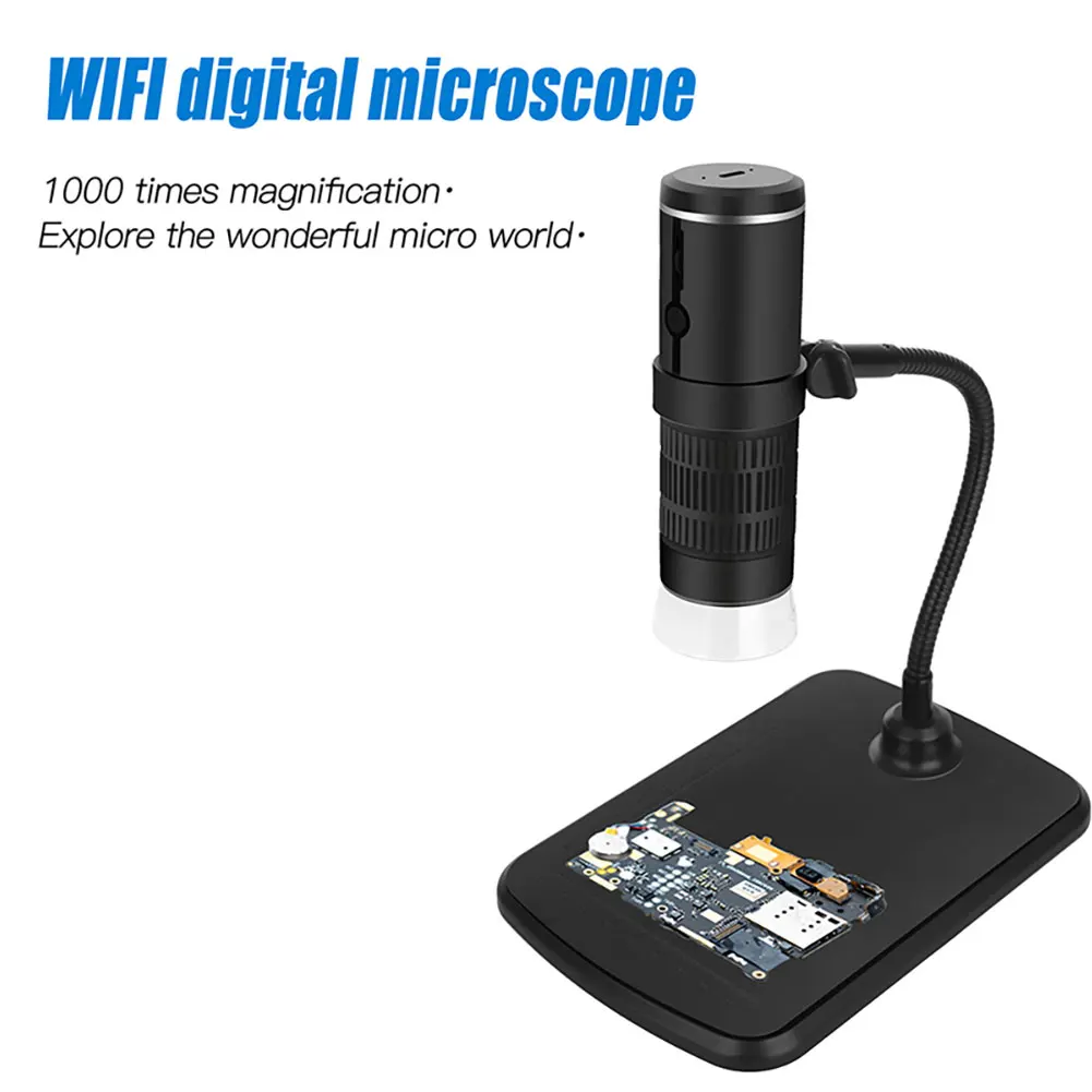 Drahtlose Taschenmikroskope, USB-Inspektionskamera mit 50- bis 1000-fachem Zoom, kompatibel mit einstellbaren LEDs für iPhone und Android