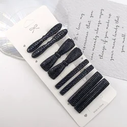 Flash Black Rhinestone Combination Premium Hair Clips Set Headwear For Women Girls Geometric Styling Accessories