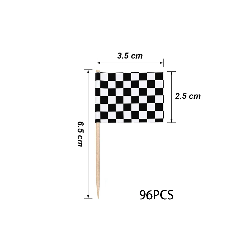 100 Pieces Checkered Flag Toothpicks Racing Flag Cupcake Topper Picks Racing Flag Cupcake Wrapper Liner Paper Baking Cup Covers