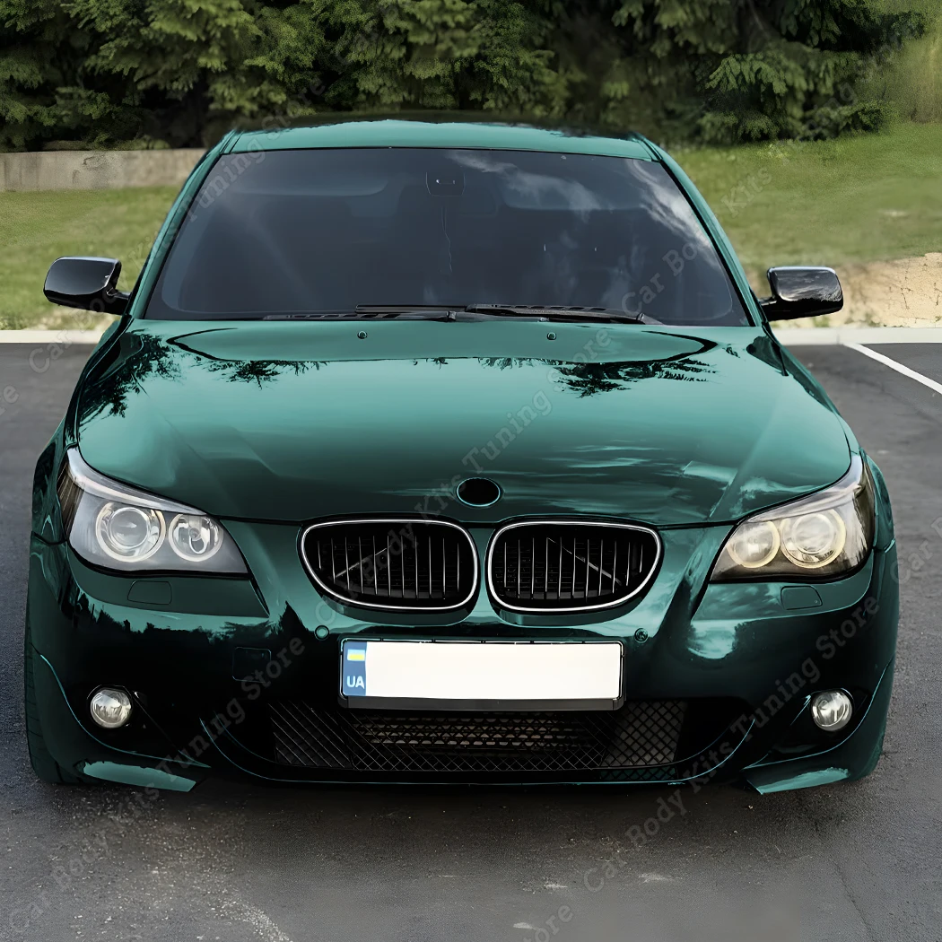 For BMW 5 Series E60 Sedan E61 Touring 2004-2010 Upper Bumper Hood Mesh Grid W/ Luminous Front Kidney Grille Slat Grill Tuning view 4