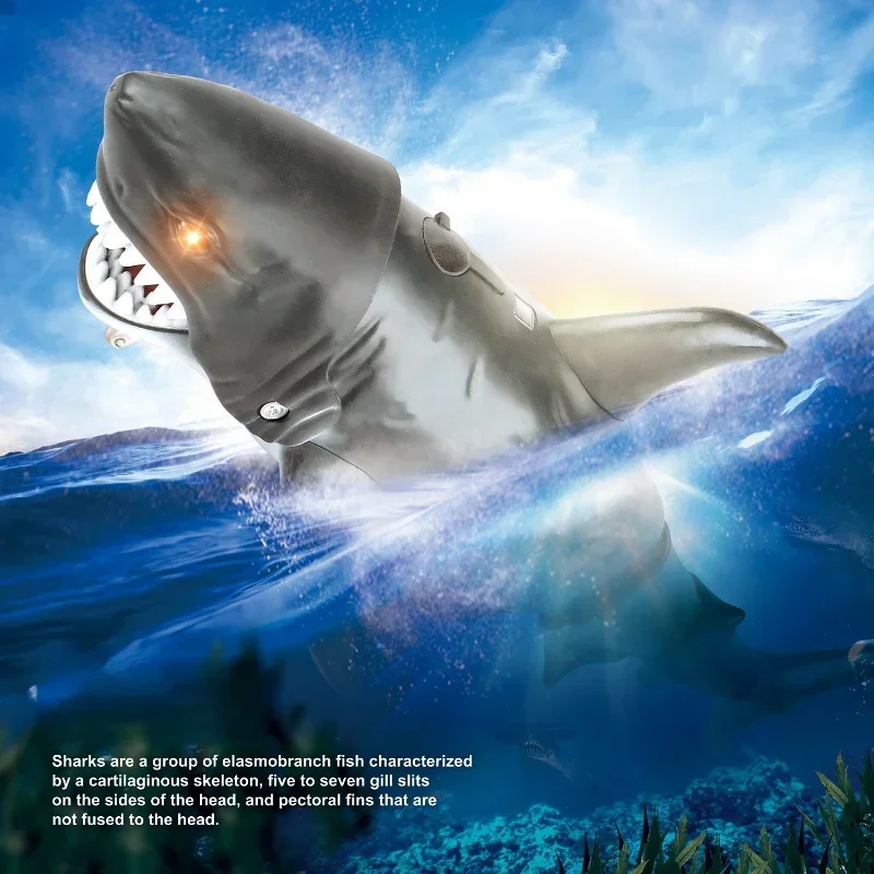 Barco de controle remoto inteligente rc tubarão baleia spray água brinquedo robôs submarinos peixes brinquedos elétricos para crianças meninos bebê crianças