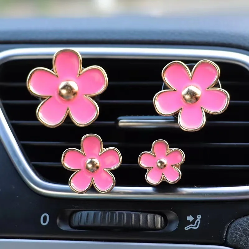 4 Pcs Air Freshener Alloy Small Chrysanthemum Car Perfume Accessories Cute Vent Clips Decor Car Interior Accessories