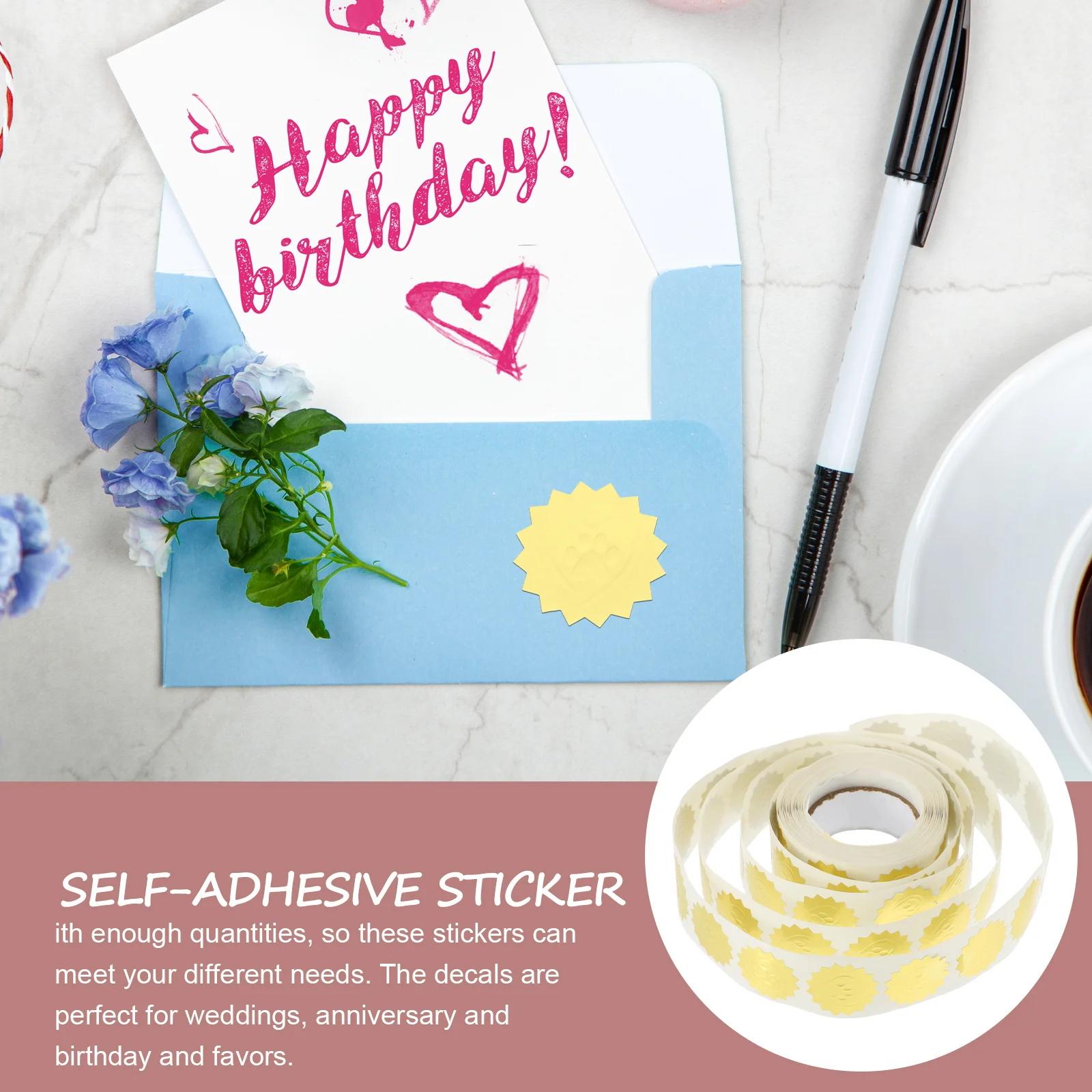 1 لفة تسميات شعار مقاوم للماء ذاتية اللصق ختم لتغليف الهدايا الخبز الزفاف المغلف ملصقات للتسمية ملصقات الختم ل