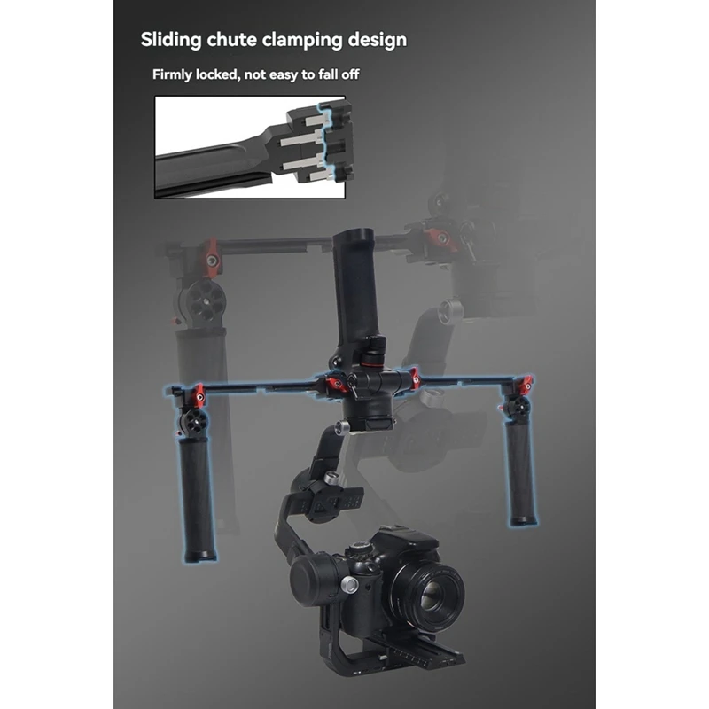 Punho gimbal para dji ronin rs2/3/4, alça dobrável de carbono 180, suporte estabilizador ajustável para dji rs2/3/4 a