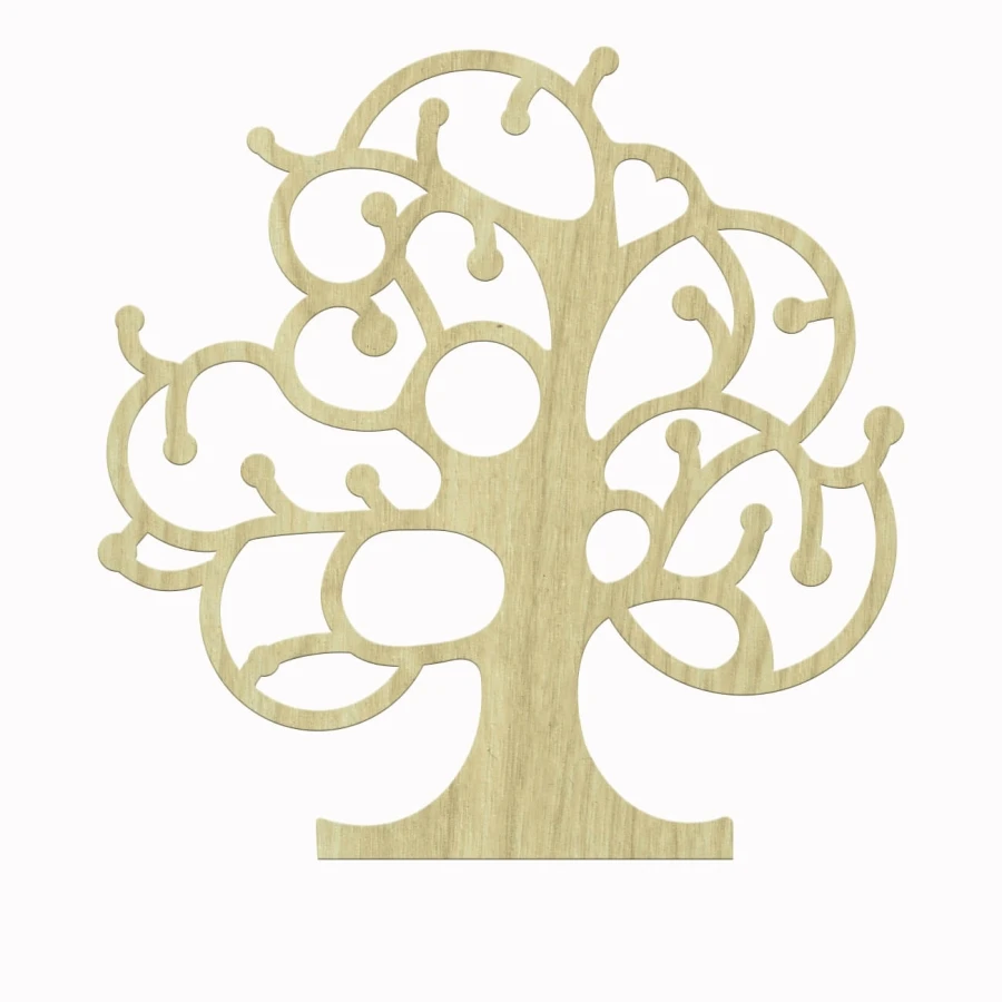 KD147 Tree Motif Wood Package Ornament, Can Be Painted Wood Ornament