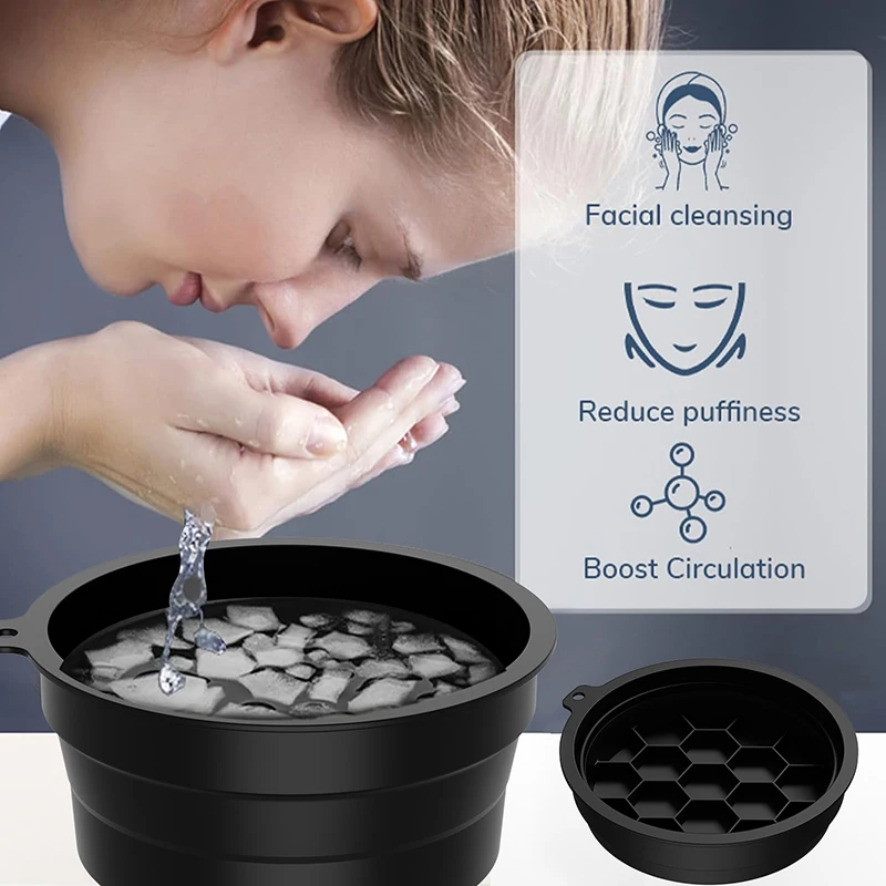 Bol de bain de glace portable pour le visage, pour le visage, trempage plongeant, pliable, lavabo, outil de soins de la peau pour la maison et les voyages