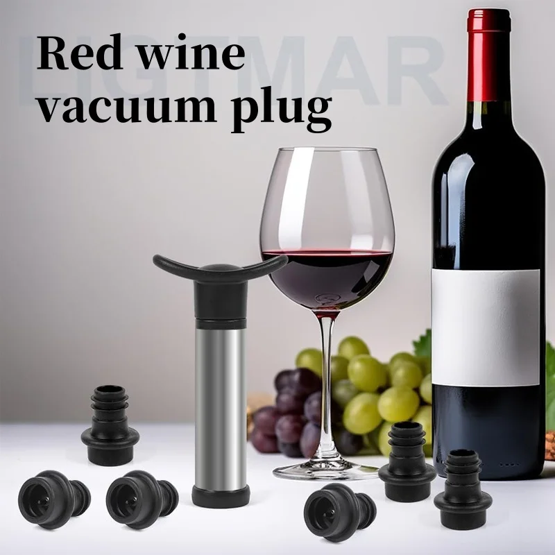 

Wine Stopper With Vacuum Pump Bar Accessories Air lock Aerator Rubber Black Bottle Stopper Keep Wine Fresh Saver Sealing
