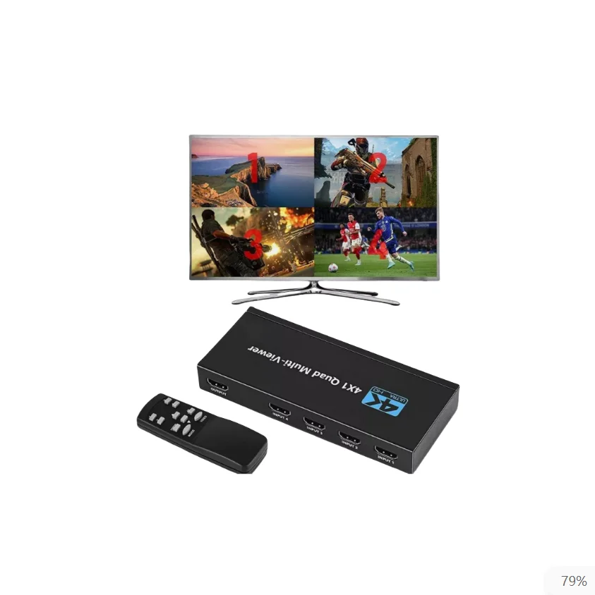 NEW 4K HDMI 4X1 Quad Multi-Viewer 4 IN 1 Out Multi Screen Splitter HDMI Switcher