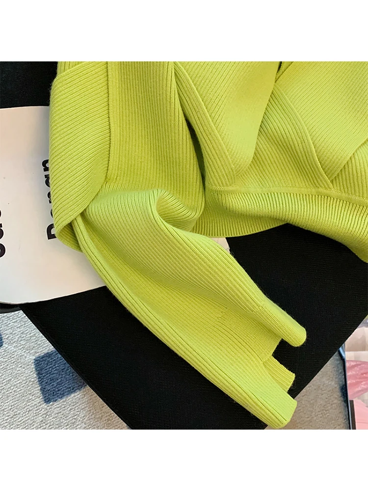 Autumn Winter Women New V-neck Solid Color Rhombus Design Knitwear Jumper Baggy Long Sleeve Lady Knitted Pullover Sweater Cozy