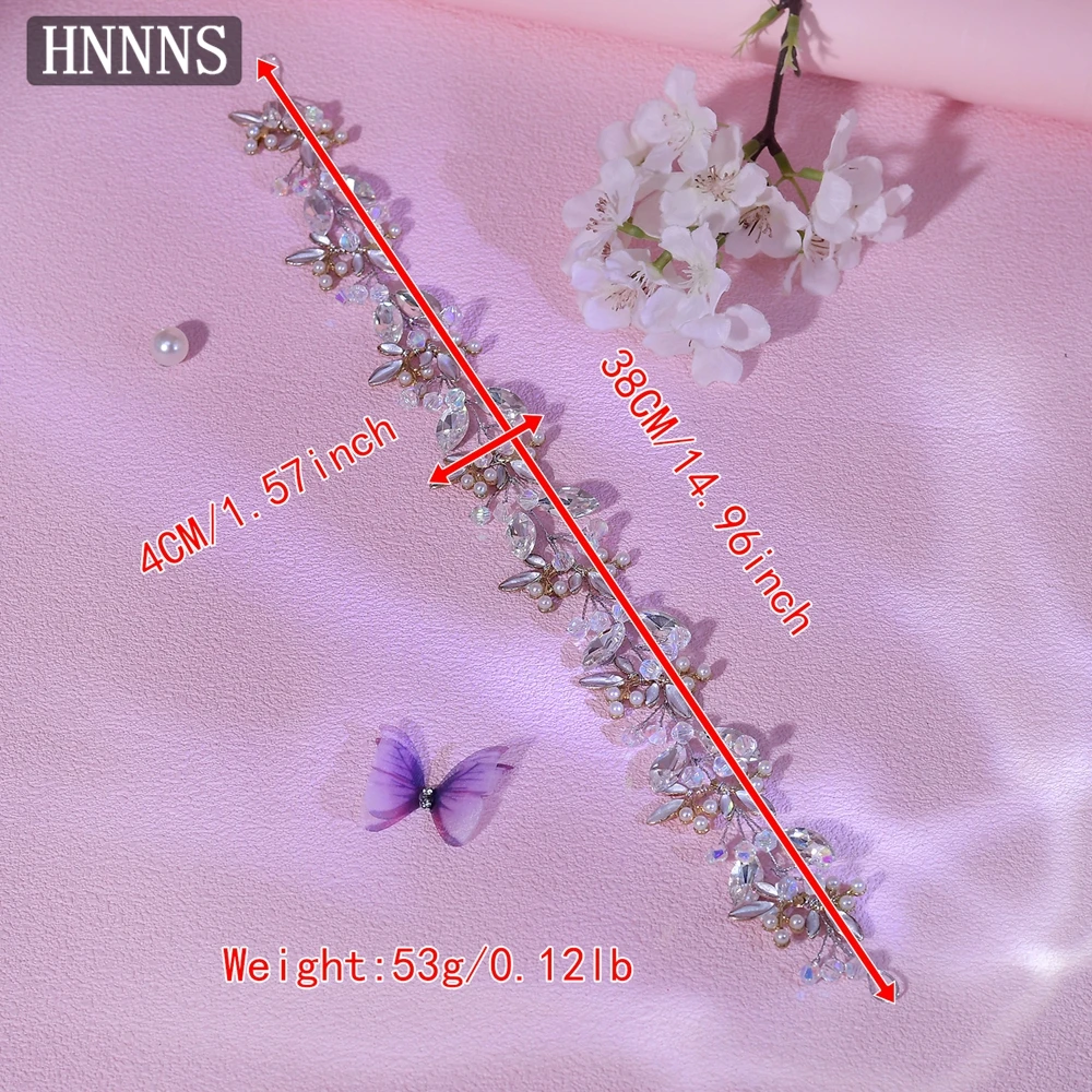 HNNNS Fashion Crystal Hair Vine Handmade Bridal Headband Wedding Leaf Headdress Women's Beautiful Hair Accessories A338
