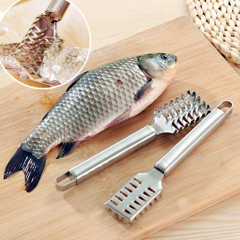 Household Stainless Steel Multifunctional Scaler Kitchen Fish Kill Scaling Knife Brush Stainless Steel Fish Scale Planer Gadgets